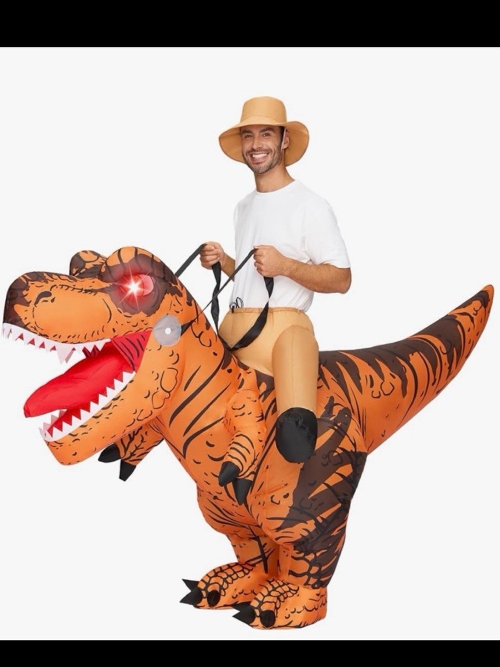 Inflatable Orange T-Rex Rider adult Costume- OS